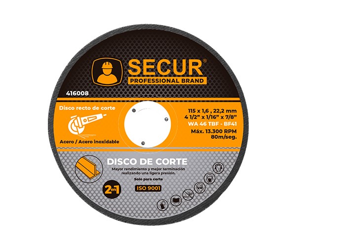 Disco de Corte 4 y 1/2" - 115 mm x 1,6 mm Secur